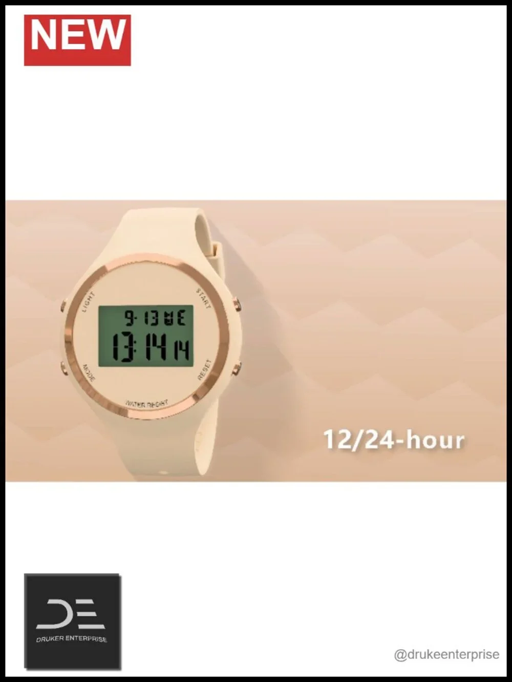 Digital Sport Watch with Alarm, LED Display, Waterproof